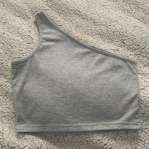 Grey One Shoulder Top